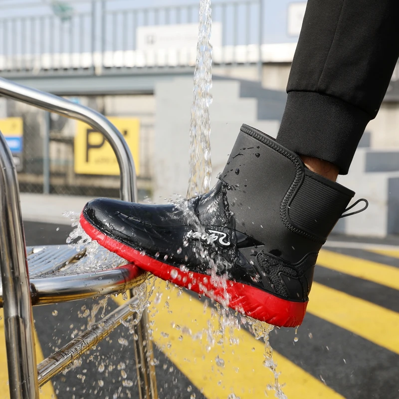 男士男款时尚潮流雨鞋雨靴防水鞋短筒大码加绒低帮