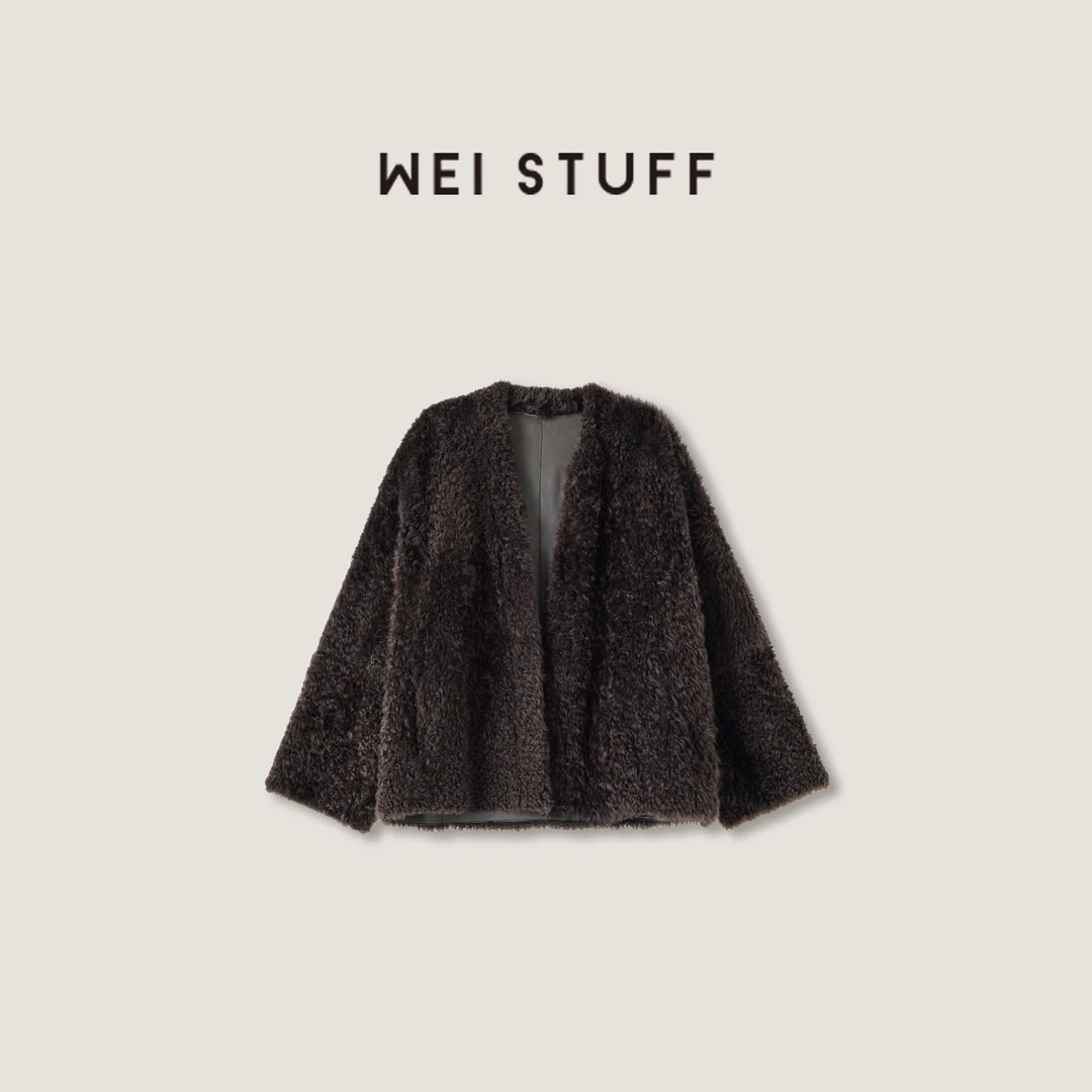 WEI STUFF 品质西班牙进口拉贡V领皮毛一体外套 7952.