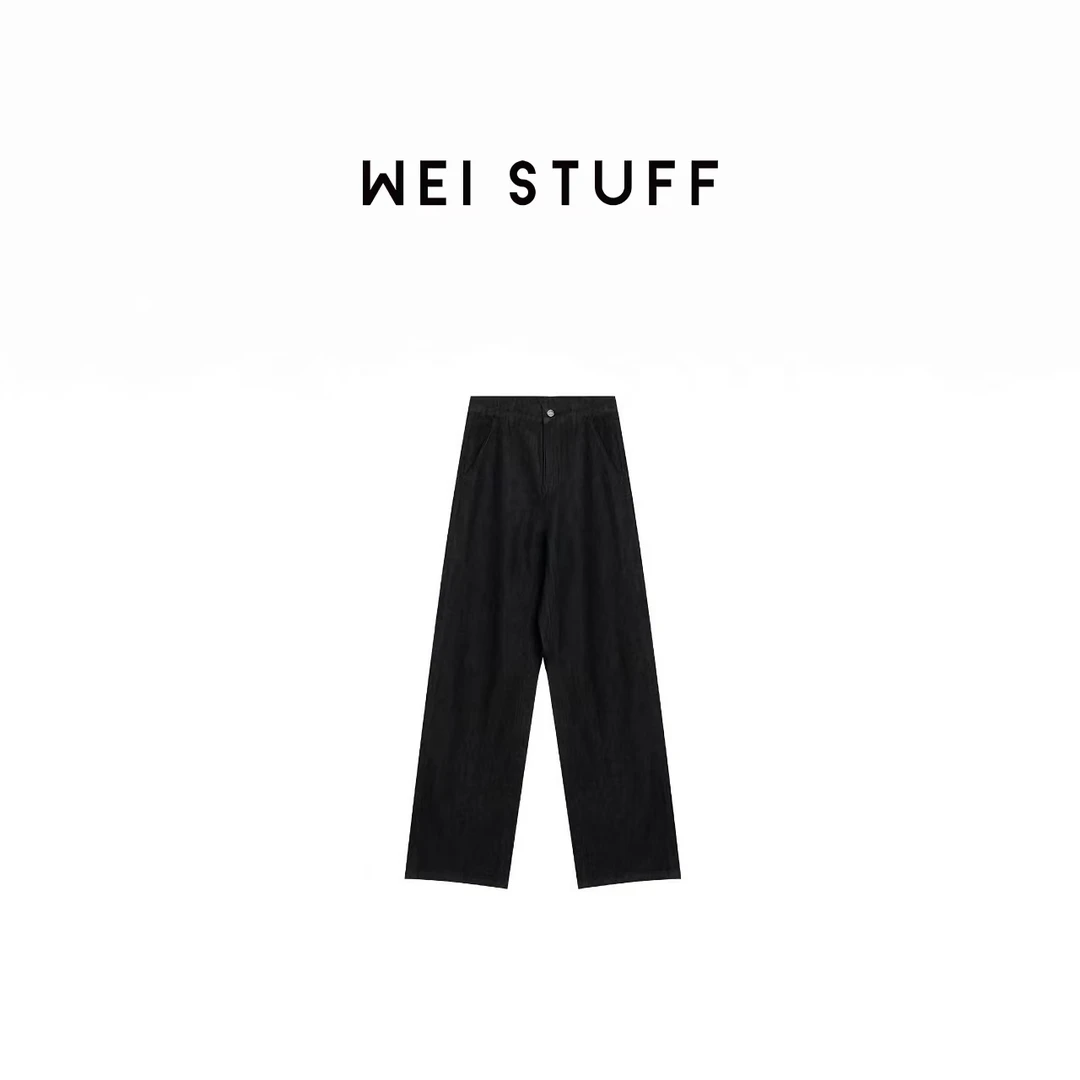 WEI STUFF“极简基础”简约直筒黑色丹宁牛仔裤 6346 S