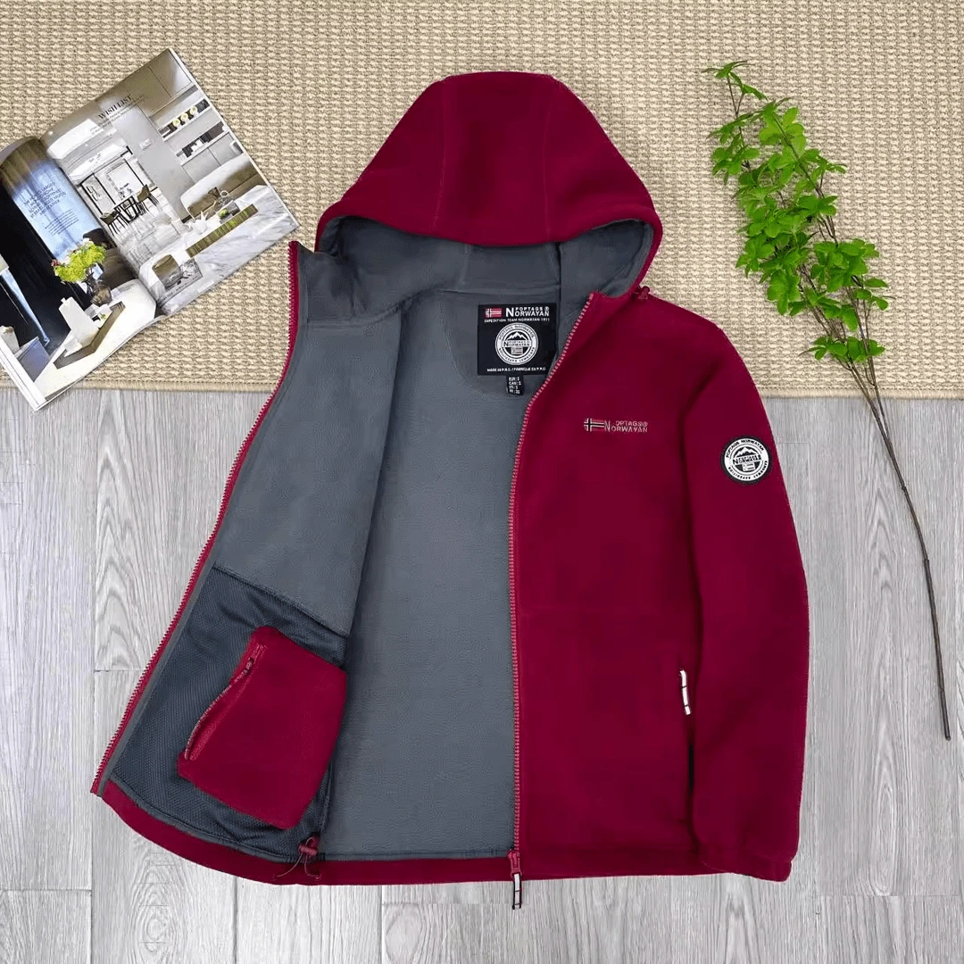 挪威户外连帽款科考防寒保暖夹克外套双层加绒加厚男女款棉衣棉袄