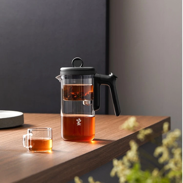 鸣盏飘逸杯耐高温玻璃按压式无杆茶水分离冲茶器办公室泡茶壶