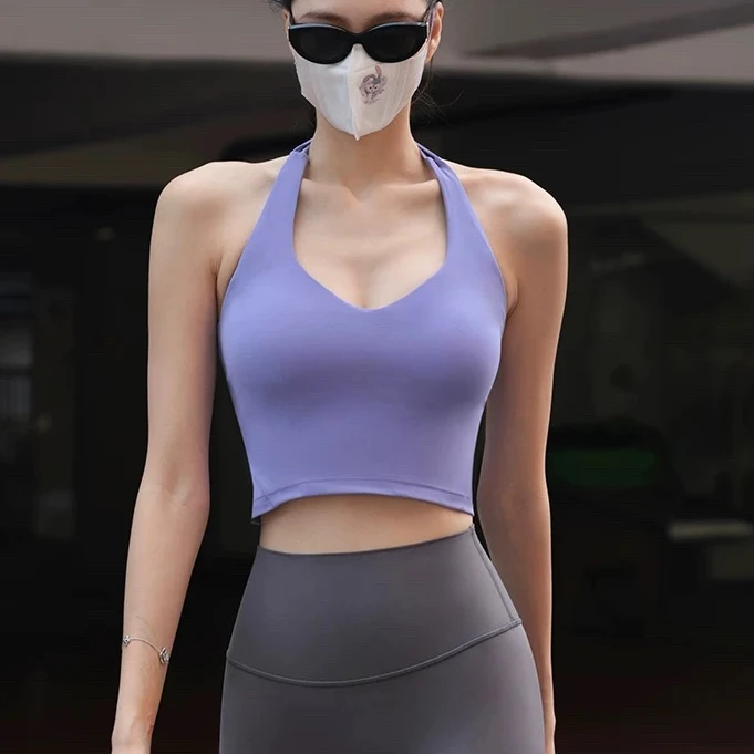 JG038挂脖运动背心夏季健身美背外穿瑜伽背心运动文胸运动内衣