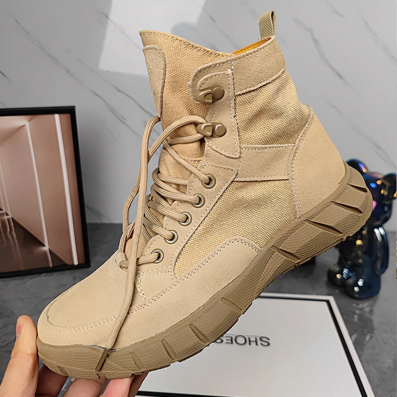 战狼马丁靴沙漠靴耐磨户外登山高帮鞋防滑战术靴女靴大码休闲男鞋