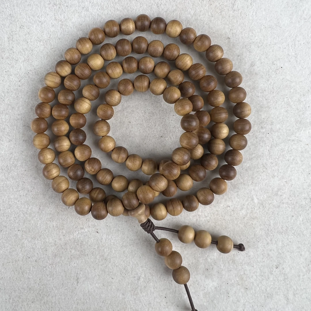 魁系列印度迈索尔老山檀香土埋老物件06*108多圈 焦糖奶醇