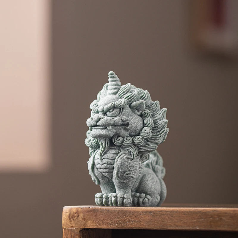 新国潮风青砂文创独角兽茶宠摆件创意家居客厅桌面鱼缸造景装饰品