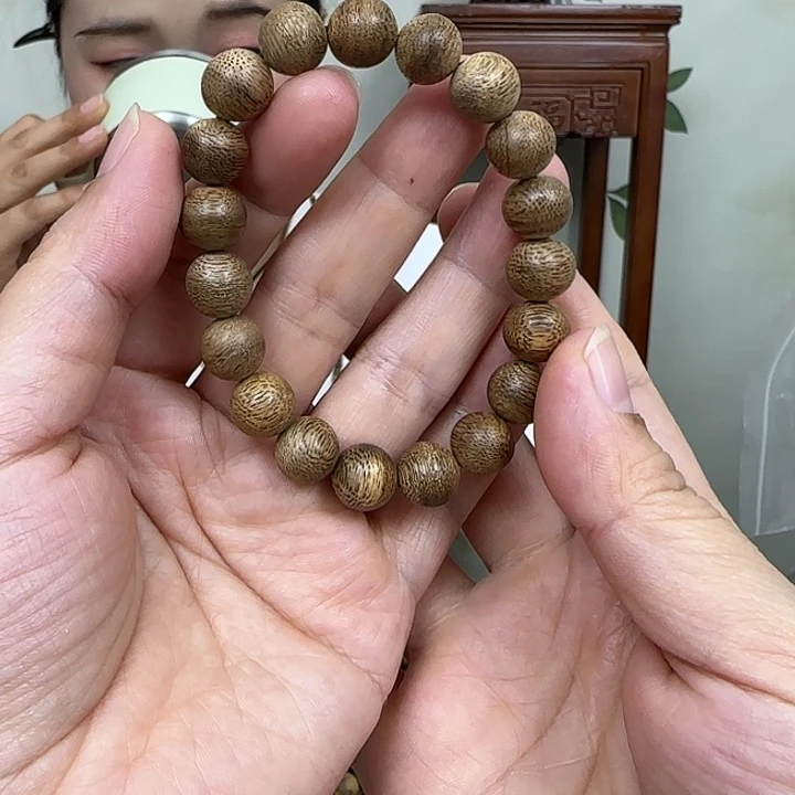 沉香手串1.0圆珠白木香单圈