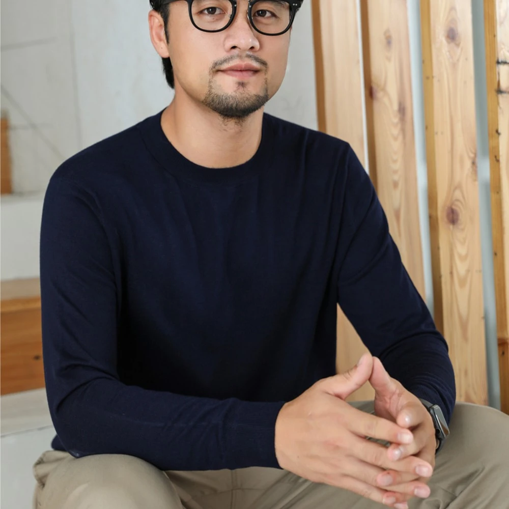 （速汐）男士高档薄款时尚休闲轻奢针织8801羊毛衫毛衣