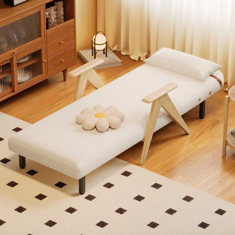 奶油风实木沙发床 阳台折叠客厅两用 多功能可折叠单人小户型