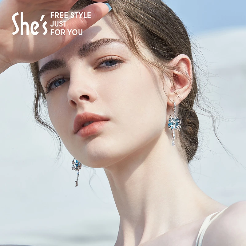 【福利款】铜合金合成锆石耳饰 shes无边万象海洋璀璨环形耳环轻奢