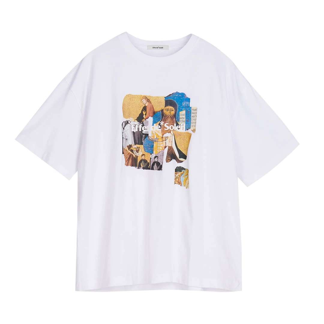 【ENG】EFFET DE*SOLEIL 复古休闲百搭印花短袖圆领T恤男女同款