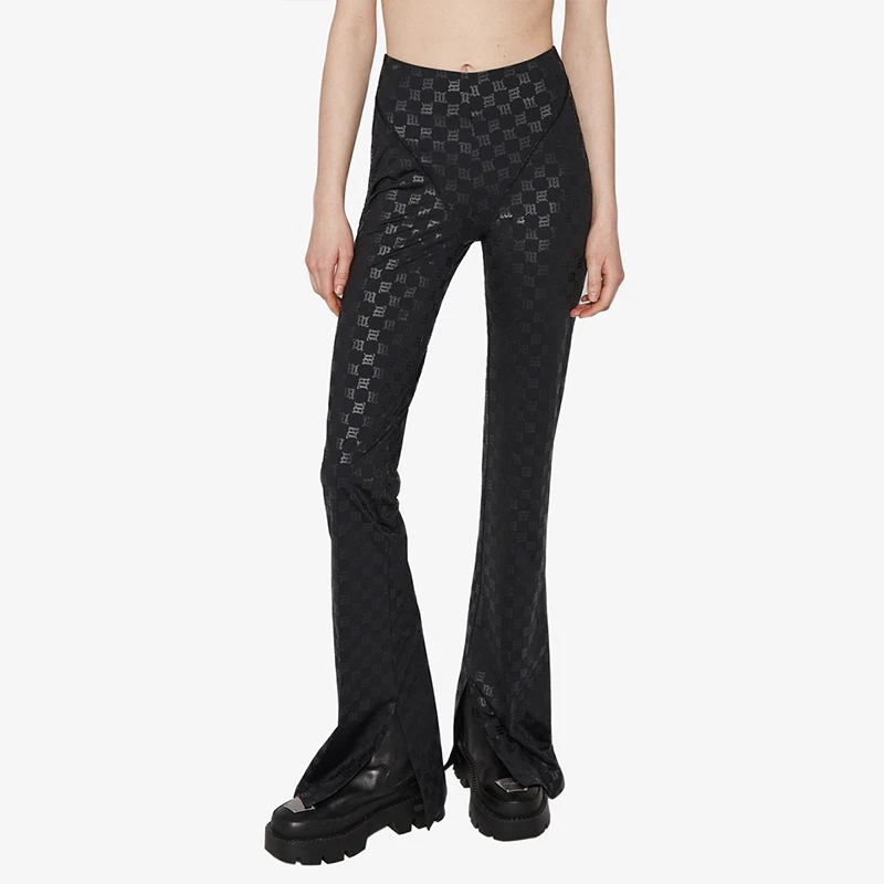 【ENG】MISBHV  MONOGRAM FLARED TROUSERS 印花弹力微喇休闲裤