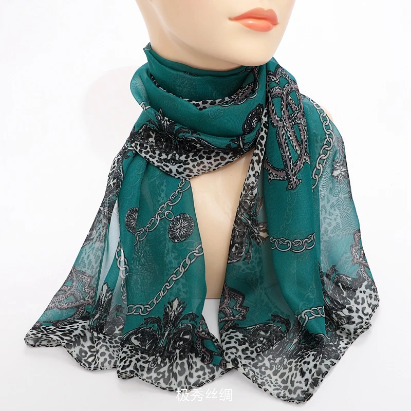 高颜值轻奢豹纹印花雪纺丝巾轻柔透气薄款纱巾披肩长条护颈围巾女