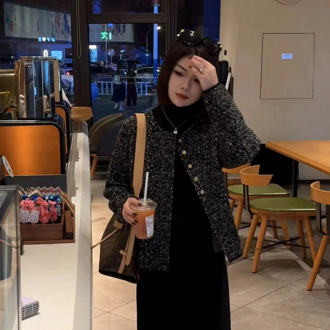 玳妮【雪花小香外套】秋季小香风粗织气质淑女韩范外套长袖休闲时尚