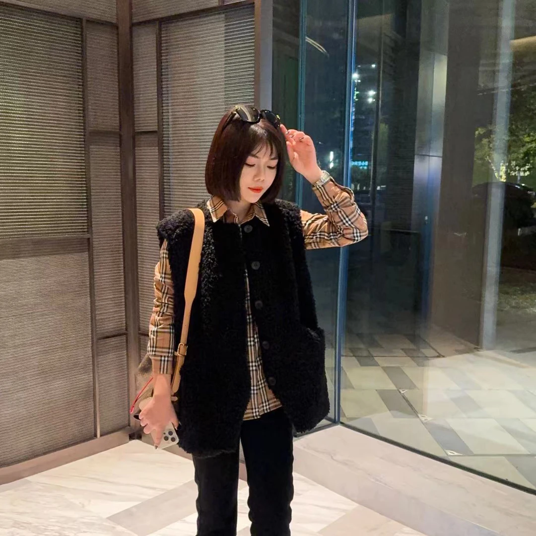 【毛绒马夹】秋冬季 系扣卷毛毛马甲 气质时尚韩版保暖百搭坎肩