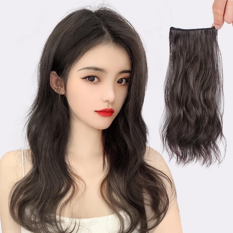 假发女长发网红水波纹卷发接发片一片式隐形无痕仿真人发丝假发片