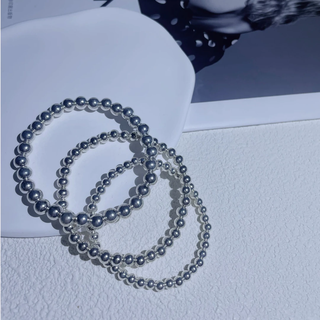 925银手链 LEEONE【万能公式】百搭纯银圆珠简约手链A90