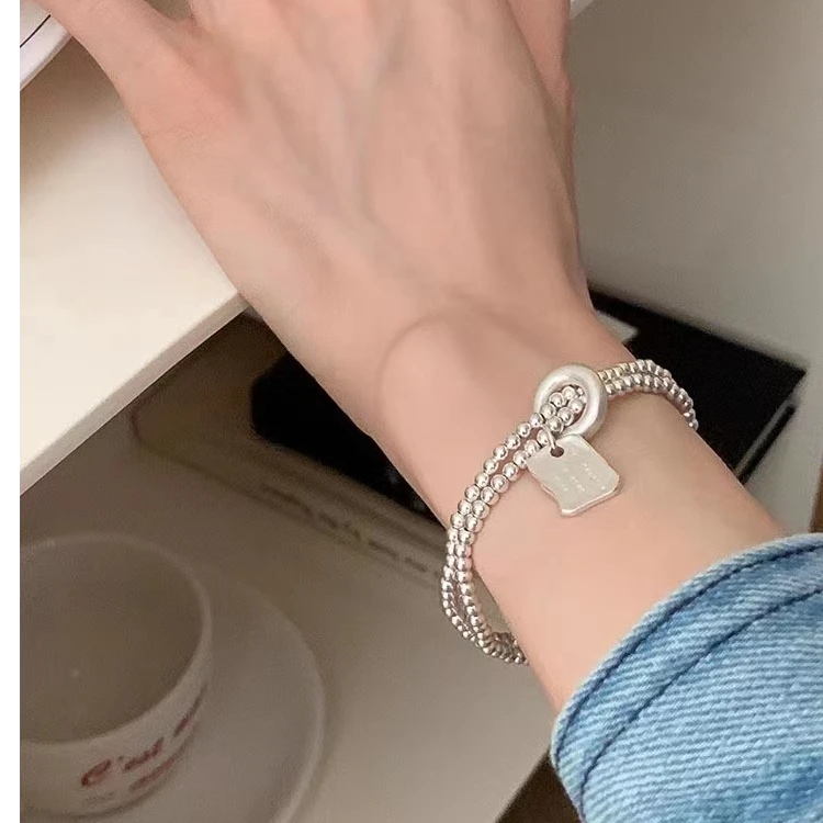 925银手链 LEEONE【你值得被爱】简约时尚ins纯银手链A91