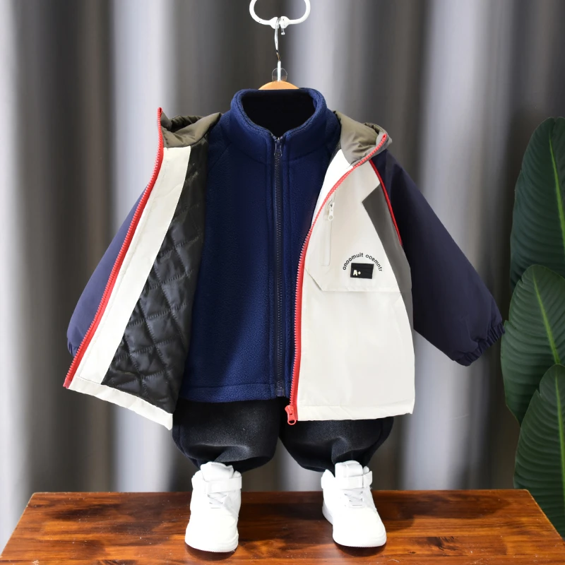 男童外套冬装痞帅儿童夹棉加厚三合一冲锋衣中小童秋冬款帅气潮装