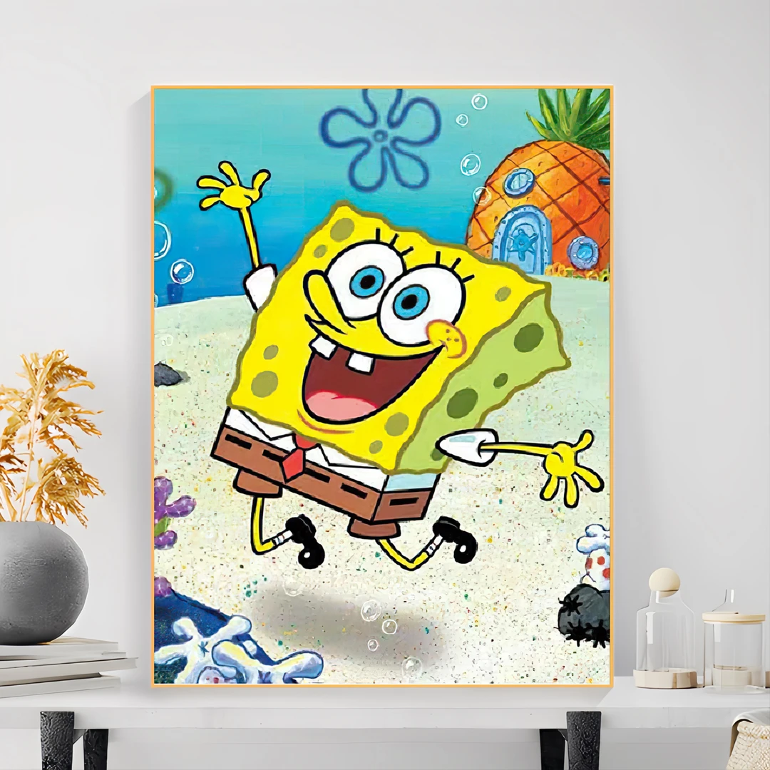 海绵宝宝十字绣2025新款线绣客厅卧室可爱卡通动漫简单手工自己绣