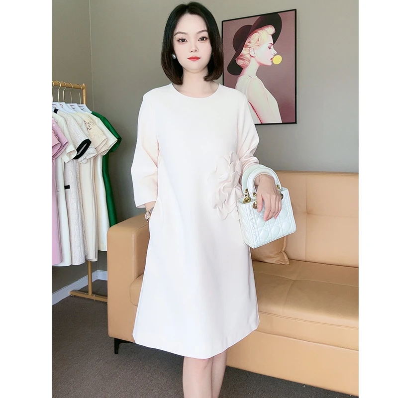 2024年秋季新款宽松遮肚子连衣裙中长款A版3701