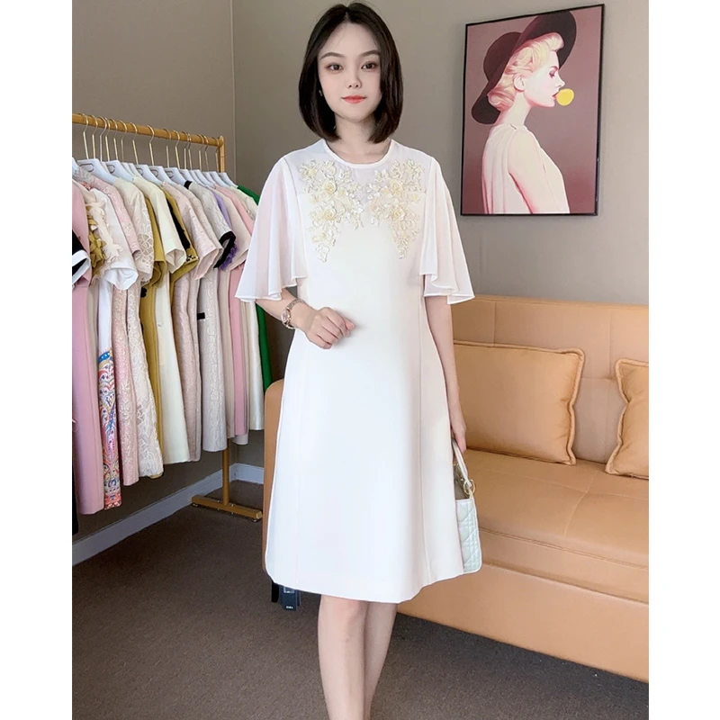 2024年夏季飞飞袖宽松A字中长款遮肚肚显瘦连衣裙3208