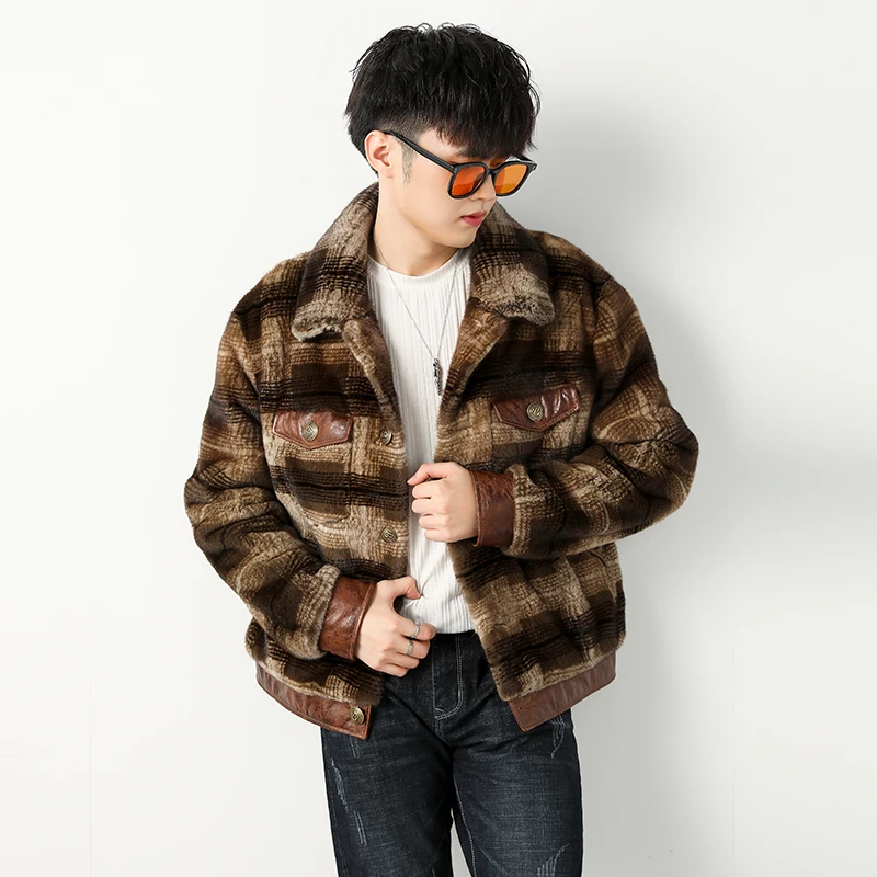 2025新款进口貂皮外套男整貂复古港风貂皮大衣男士皮草休闲翻领