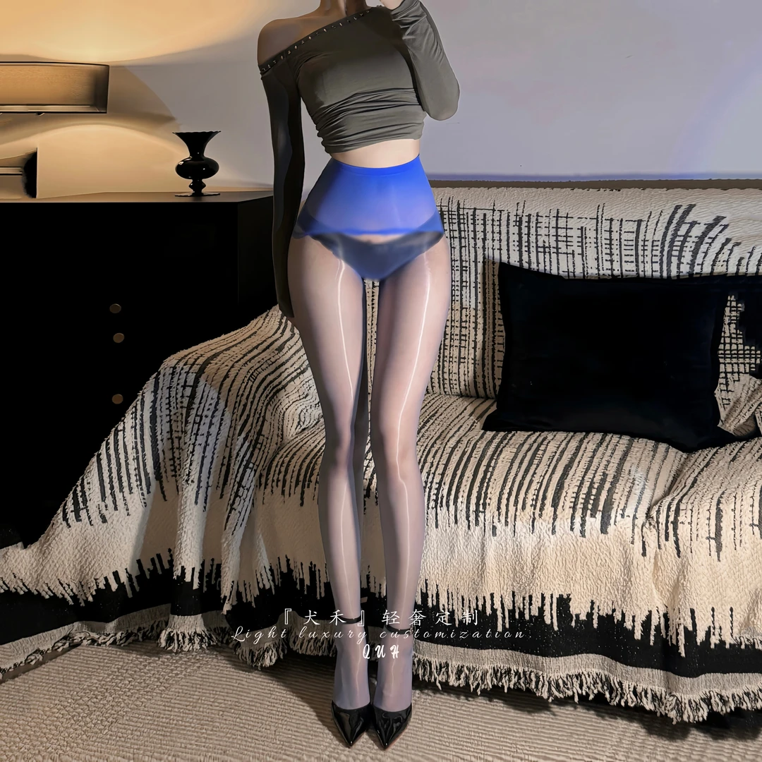 『犬禾』丝滑油亮无缝丝袜极光黑色性感油光无痕超薄裤袜长腿显瘦