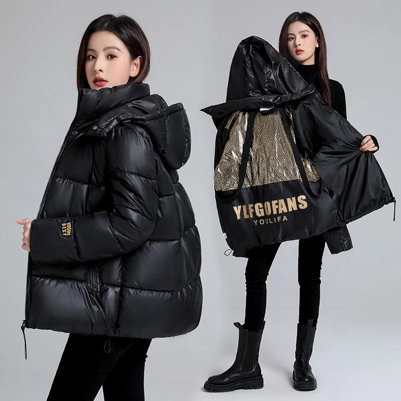 高档韩版免洗黑金羽绒羽绒衣羽绒服女冬季外套羽绒袄2024年新大码