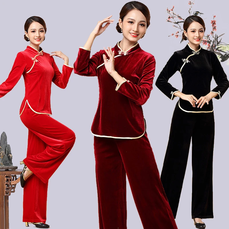 新款广场舞服装秋冬舞蹈服演出表演服名族风舞服秧歌服扇子舞衣服