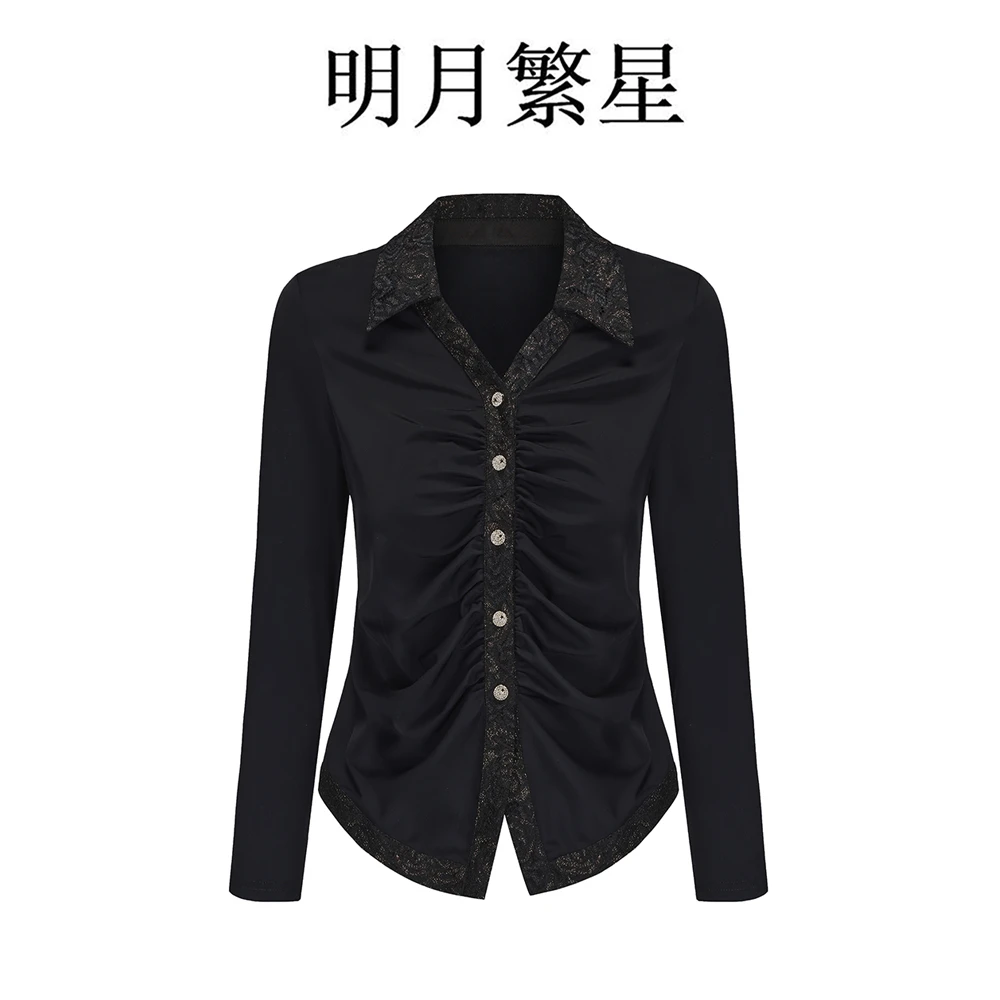 【明月繁星】玫瑰庄园高弹抽褶衬衫