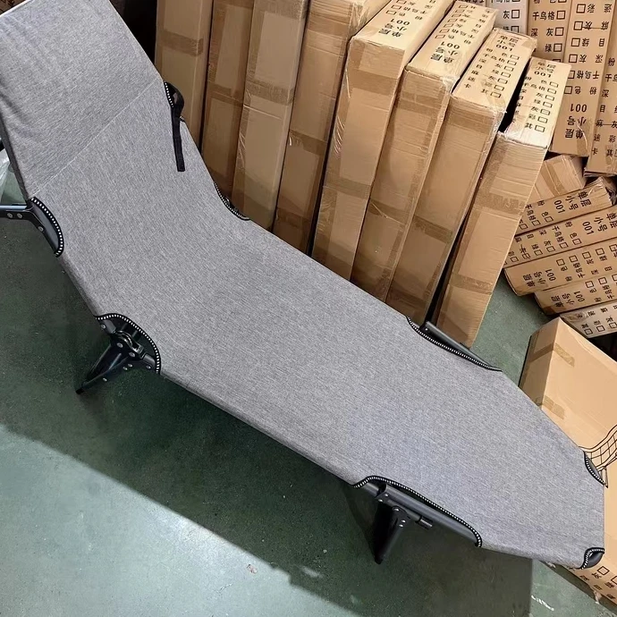 麻灰色折叠床午睡午休躺椅便携陪护床52*178靠背五档齿轮调节