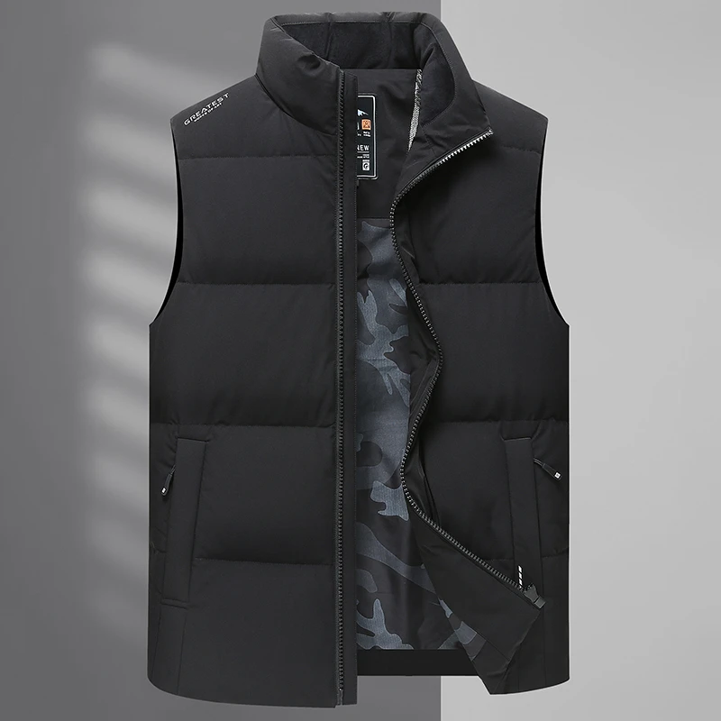 恒源祥秋冬季大码男士立领加厚羽绒马甲加肥加大男装鸭绒背心马夹