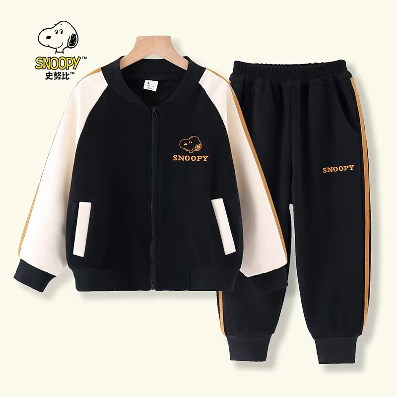 Snoopy/史努比【加绒】儿童运动百搭亲子秋冬季撞色时尚拼接中大童