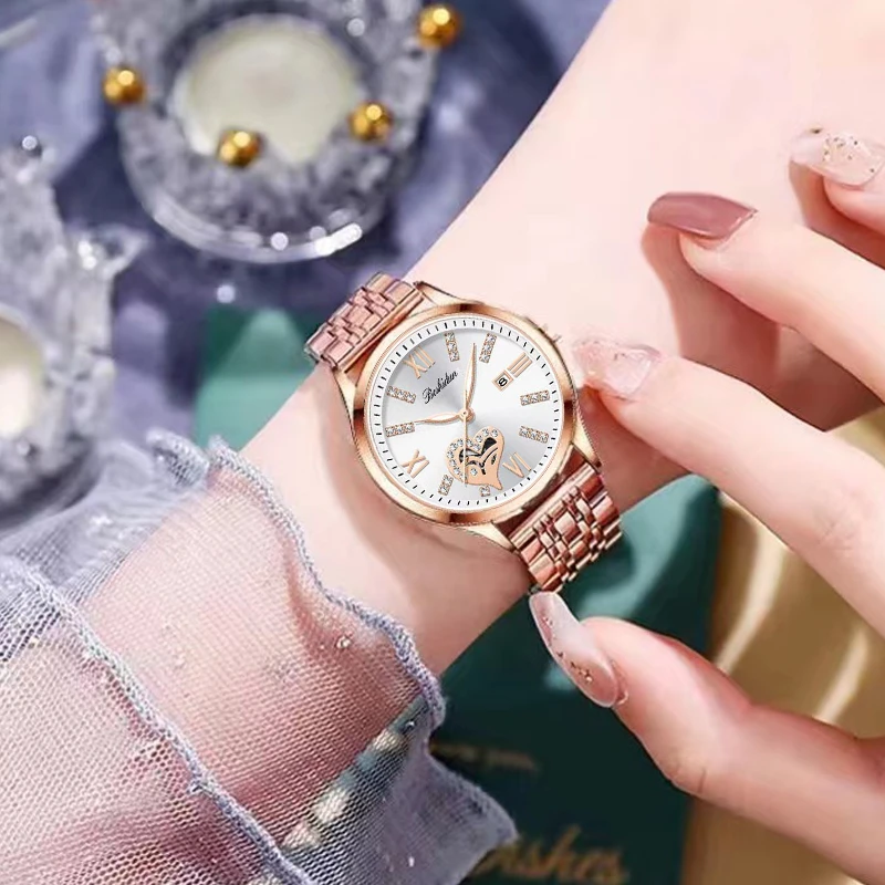 Boshidun【专柜正品】2025新款爱心女神气质时尚防水潮流女表8177