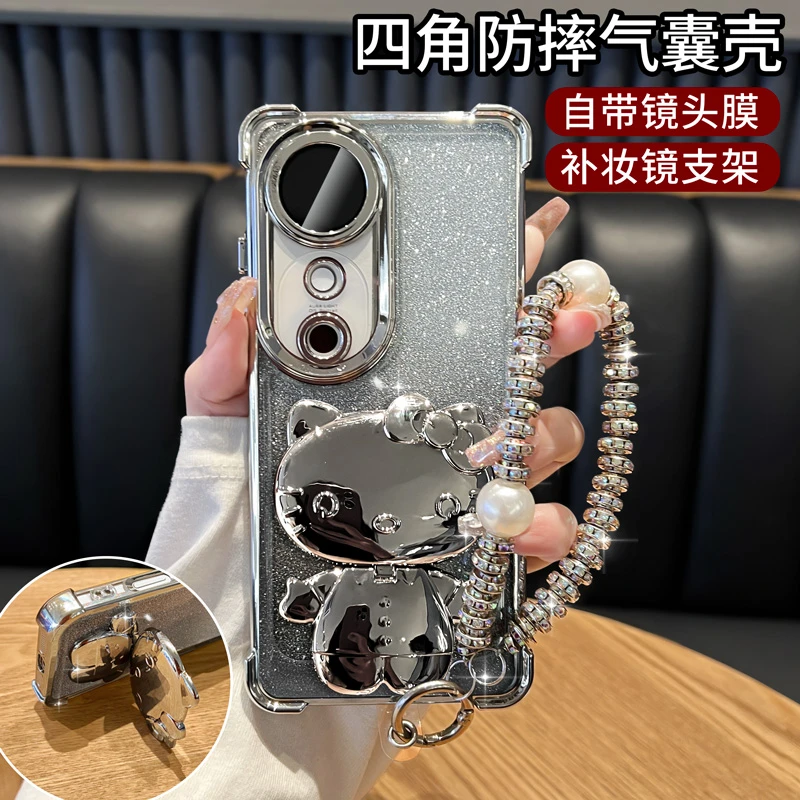 适用vivos19手机壳s20镜子支架vivo高颜值链条s19pro镜头全包防摔