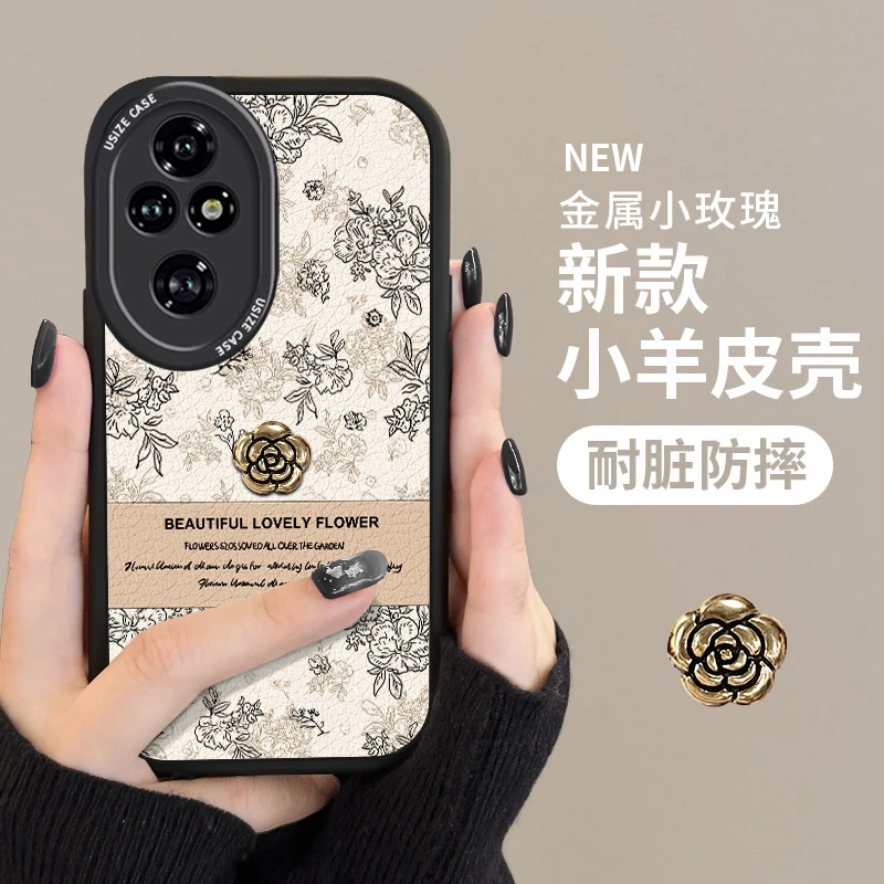 适用荣耀200手机壳潮牌honor200pro华为ins网红高颜值女生山茶花