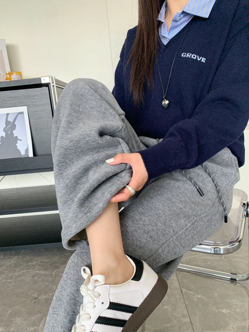 【心依阁铭品】3211加厚颗粒绒火炉糯米直筒裤