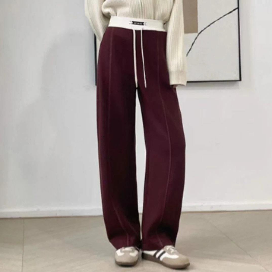 【心依阁铭品】248061加厚羊毛直筒裤显瘦气质