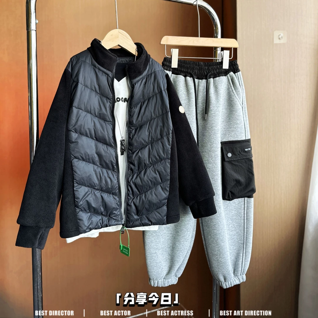 【现货】4Q260冬装中大童外套男童90白鸭绒羽绒服舒适保暖校服神器