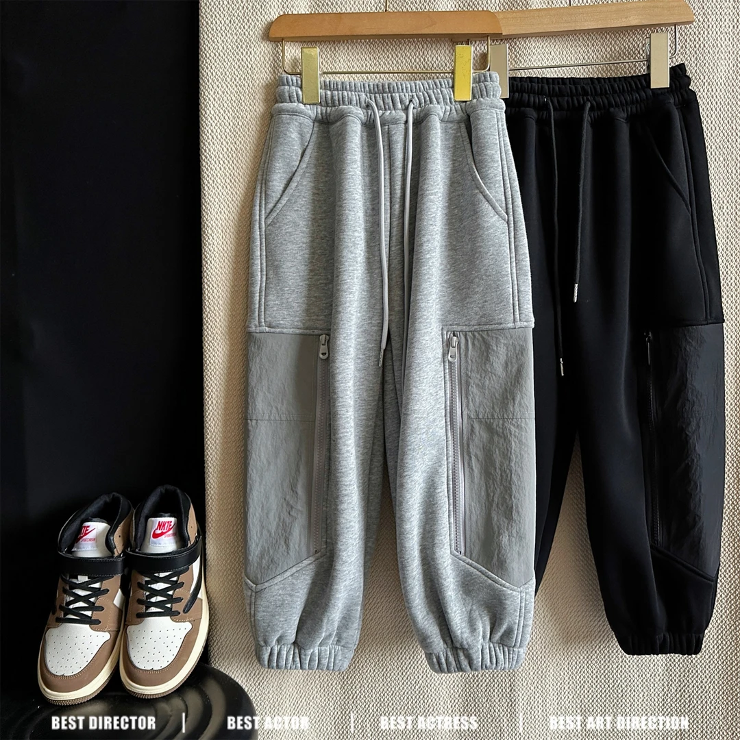 【现货】3Q424童装儿童宽松加绒运动裤中大童卫裤男童时尚长裤子