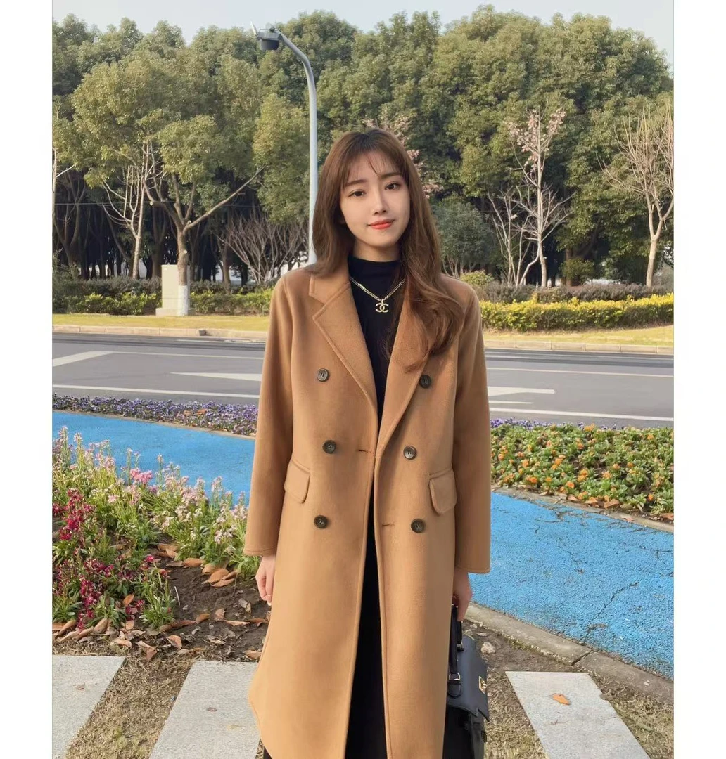 【小雨】1912小个子双面绒大衣复古秋冬气质中长款大衣时尚网红