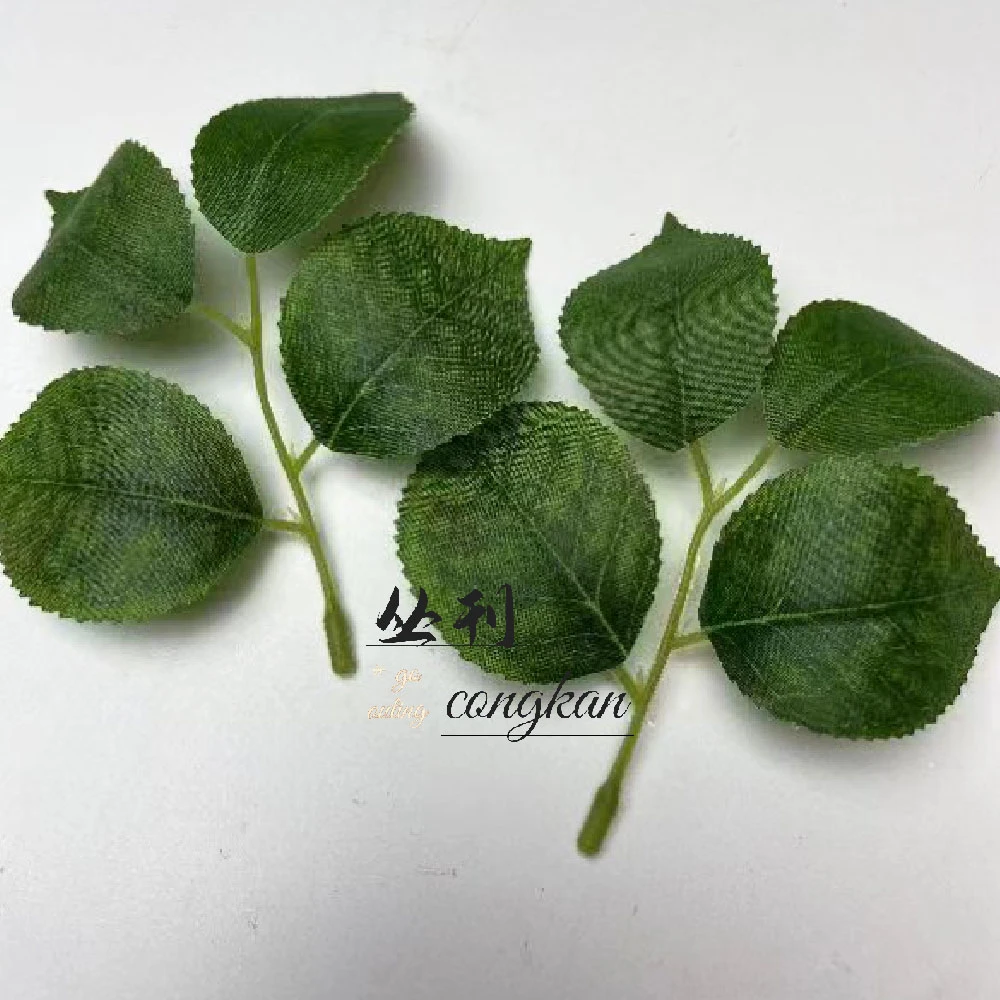 山茶花花叶丝印款diy手工材料仿真绿植