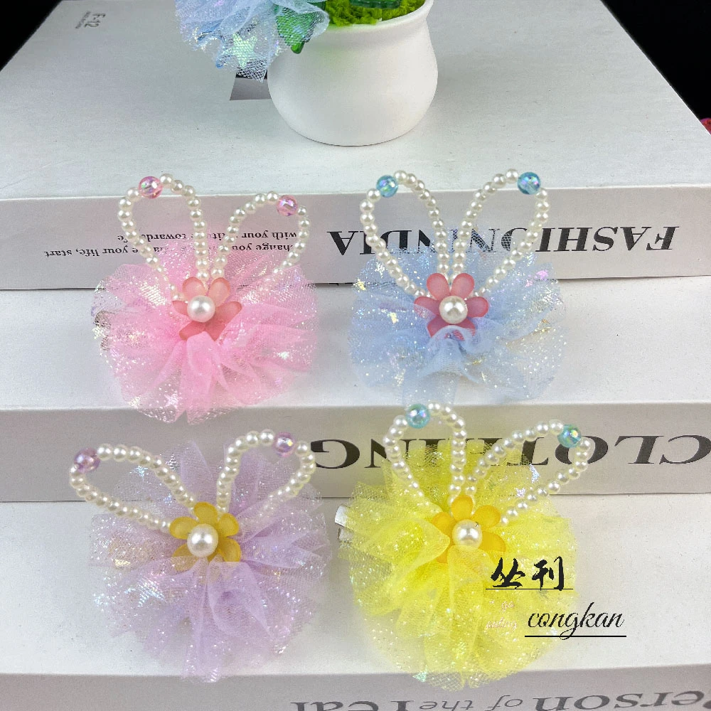 新款炫彩兔耳朵发夹材料包diy亲子手工抓夹制作创意发饰
