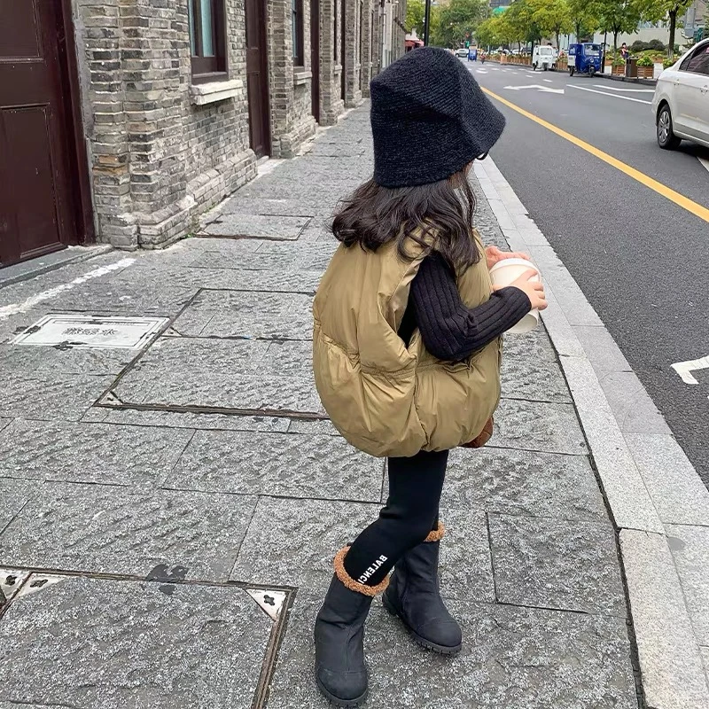 A32 童装韩版男女童加棉马甲儿童纯色坎肩宝宝面包服棉衣秋冬款