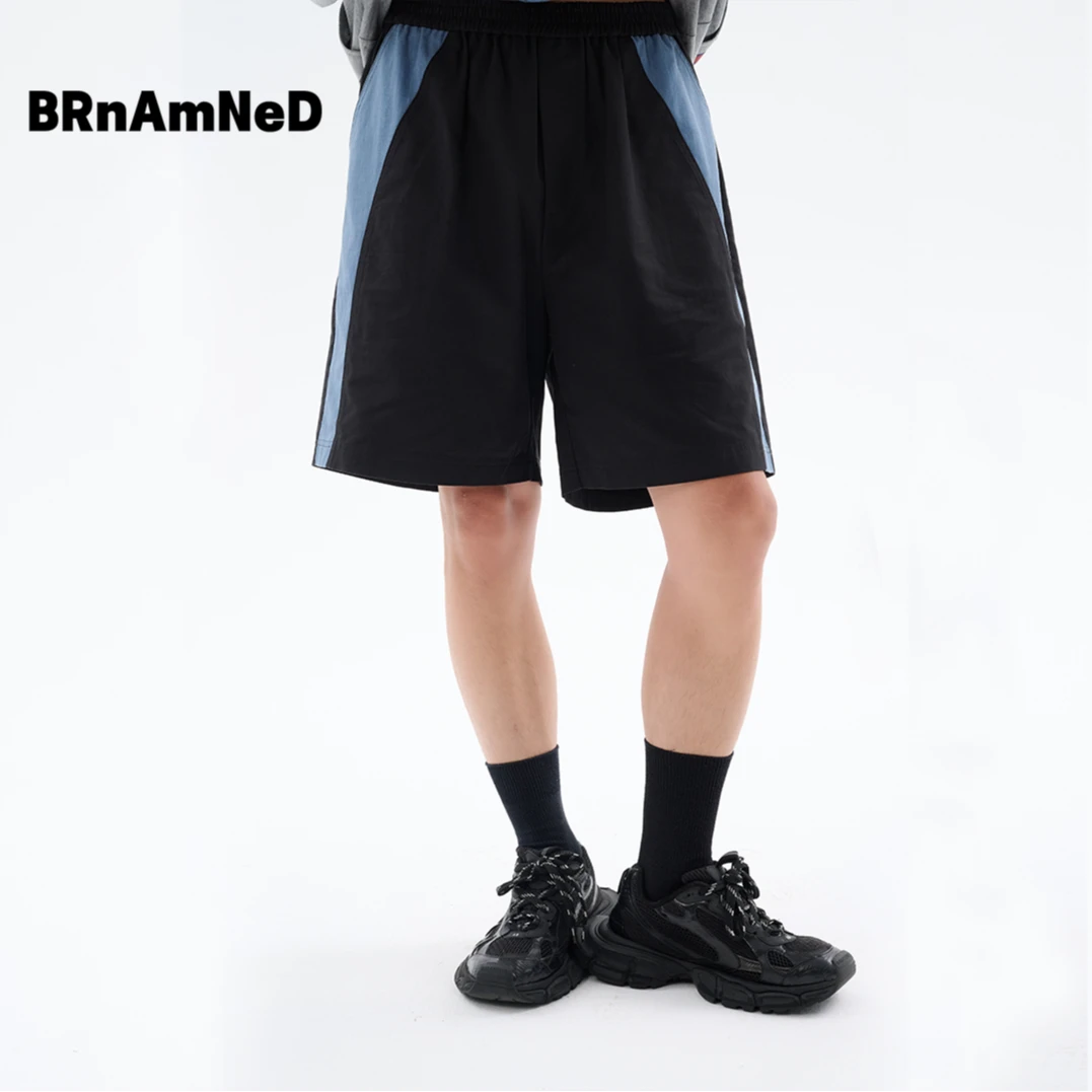 BRnAmNeD 黑色松紧带拼接工装裤