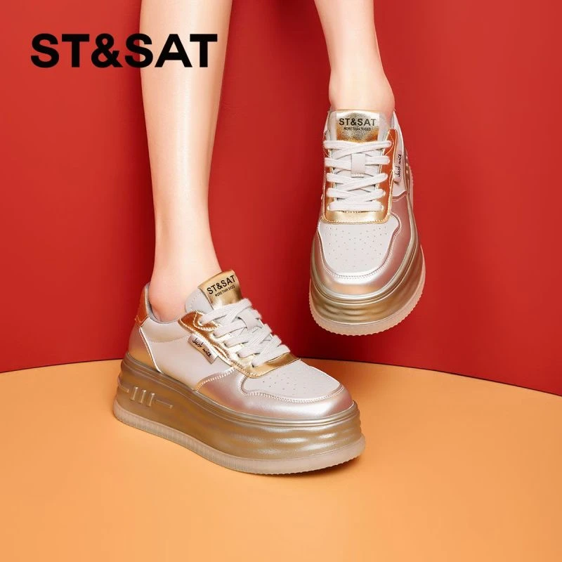 星期六厚底百搭拼色面包板鞋2025秋天时尚单品轻奢高级感休闲女鞋