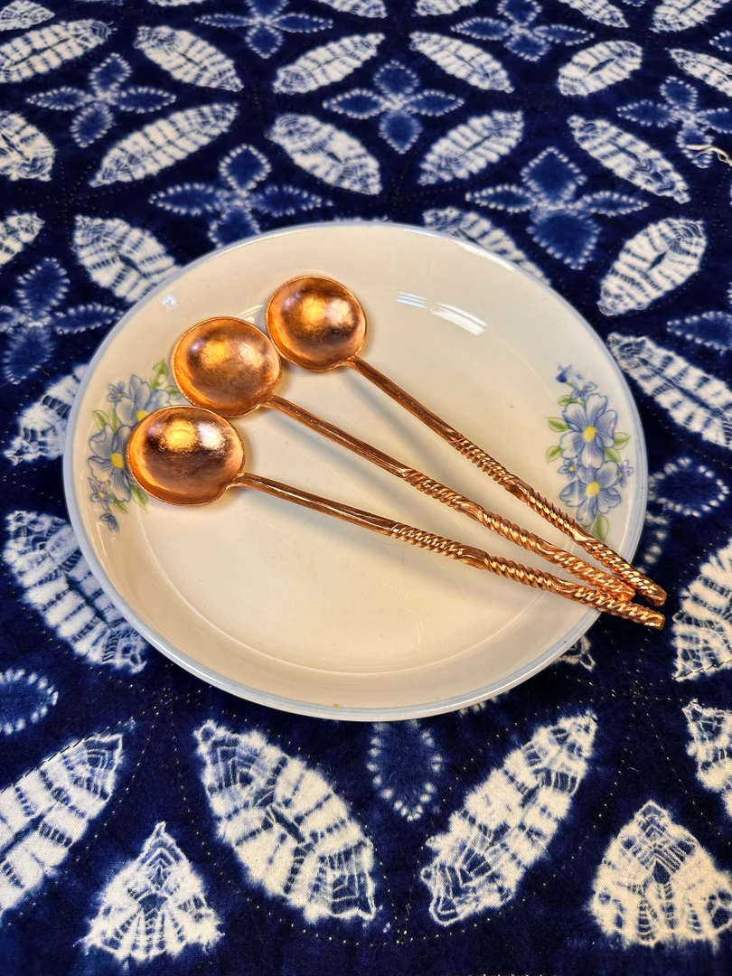 纯手工创意紫铜咖啡勺居家家用厨房饭勺亮光防粘饭匙分菜加厚