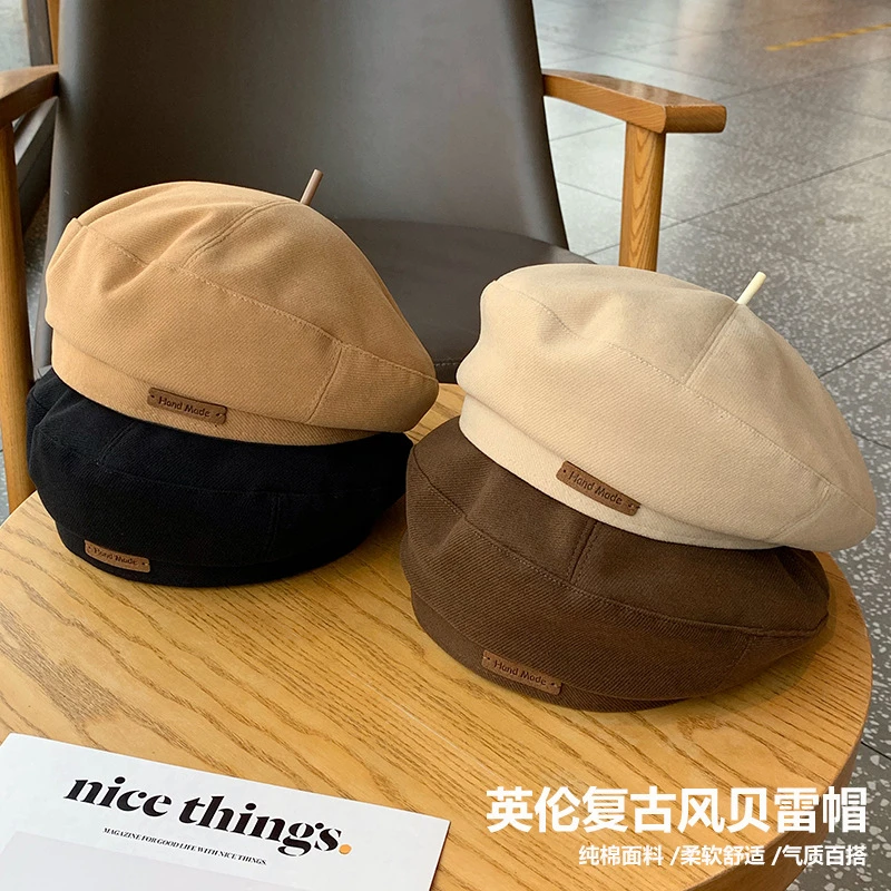 时尚贝雷帽时尚英伦风画家帽子复古百搭显脸小蓓蕾帽气质文艺帽子