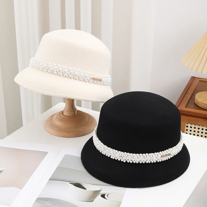 法式名媛赫本风盆帽复古优雅渔夫帽秋冬季小香风羊毛呢毡帽