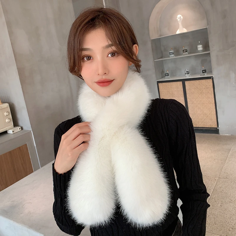秋冬保暖加厚仿狐狸毛绒围巾潮大围脖女士披肩百搭毛领子